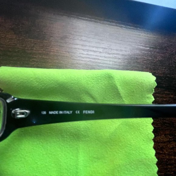 Women's Rectangular Fendi Eyeglasses, Black Plastic Frame - Picture 2 of 5